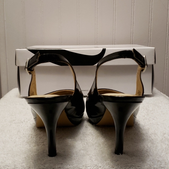 Nine West Rebellion black leather slingbacks, 6.5 - Picture 6 of 12
